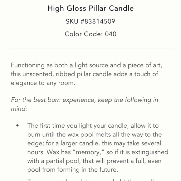 High Gloss coconut White Pillar Candle - Picture 2 of 2